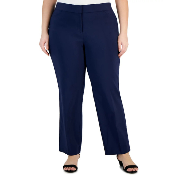 JM Collection Pants - JM Collection Plus Size 18WP Curvy Fit Straight Leg Navy Blue Dress Pants NWT